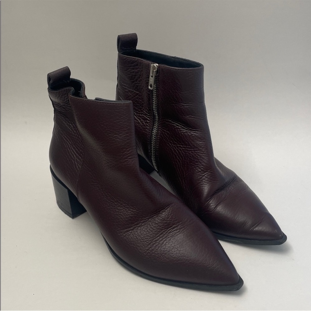 Everlane The Boss Ankle Boot Leather Pointed Toe Chunky Heel Burgundy Size 7.5 - Picture 6 of 11